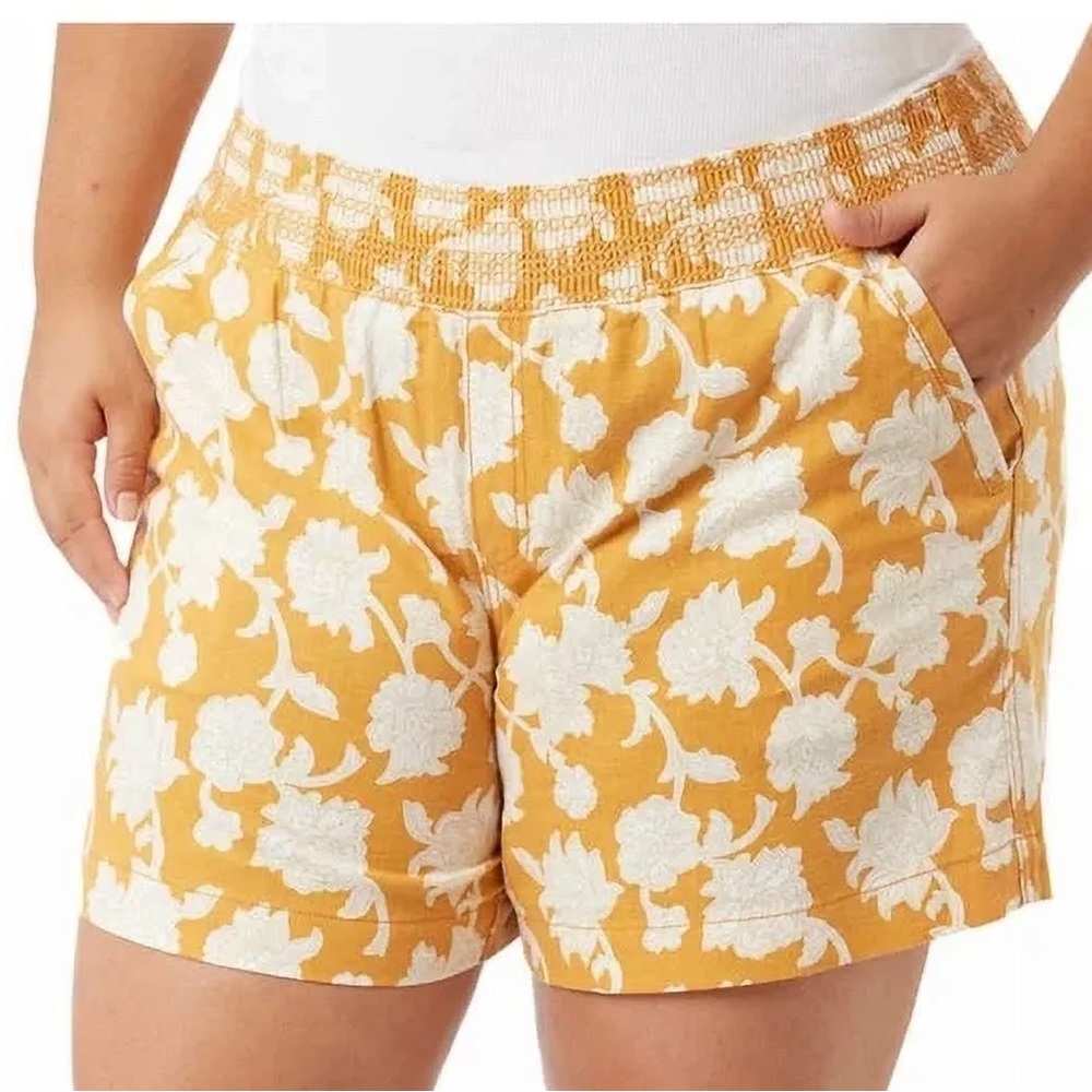5/$25 Women’s Linen Blend Boho Mustard Floral Shorts